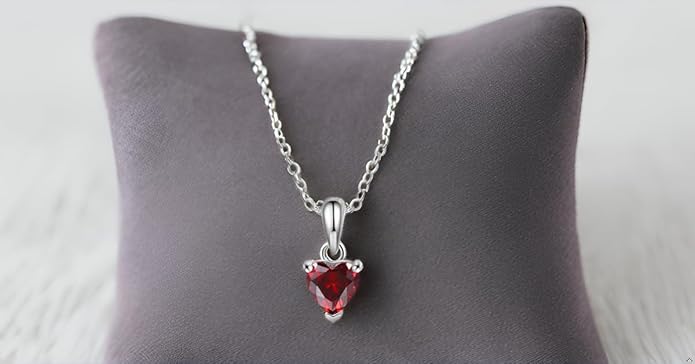 PaulaMax Jewelry Custom Birthstone Necklace for Women in 925 Sterling Silver, Mother's Day Necklace with 1 2 3 4 Heart Birthstones, Personalized and Customized Sterling Silver Chain 18" + 2"