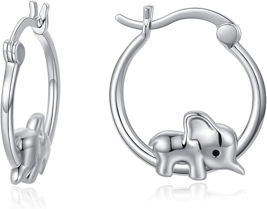 JUSTKIDSTOY Hypoallergenic Panda/Unicorn/Hummingbird/Dolphin Hoop Earrings for Women 925 Sterling Silver Animal Huggie Hoop Earrings Jewelry Gifts for Sensitive Ears