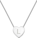YL Initial Necklace 925 Sterling Silver Heart Letter Pendant A-Z Alphabet Cubic Zirconia Jewelry for Women