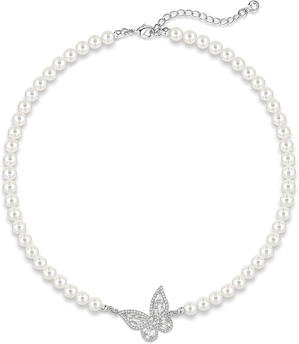 Zeffy Pearl Necklace 4MM/6MM/8MM Dainty Round Imitation Pearl Choker Necklace Wedding Pearl Necklace Delicate Jewelry for Women Simple Bridesmaid Jewelry Gifts