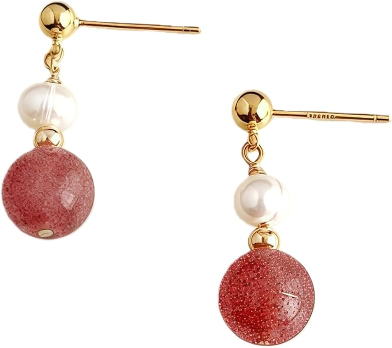 Hupplle Handmade Vintage Boho Dangle Earrings with Natural Stone Crystal Pearl Lightweight Hypoallergenic Elegant Jewelry Gifts for Women