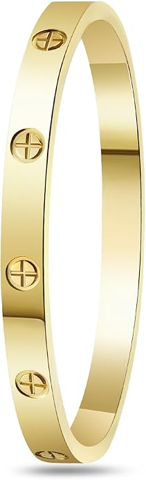 2Pcs 18K Gold-Plated Love Bangle Bracelets set for Women, Stainless Steel Cubic Zirconia Bangle Crystal Friendship Jewelry, Easter Wedding Birthday Gifts for Girlfriend, Wife, Monther