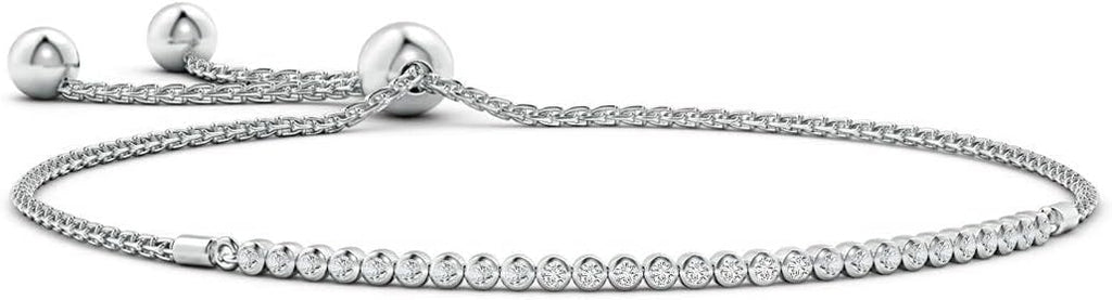 Angara Diamond Tennis Bolo Bracelet in 14K Solid Gold | Natural Diamond Adjustable Chain Bracelet for Women | April Birthstone Jewelry Gift For Women