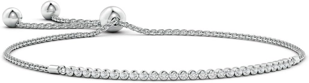 Angara Diamond Tennis Bolo Bracelet in 14K Solid Gold | Natural Diamond Adjustable Chain Bracelet for Women | April Birthstone Jewelry Gift For Women