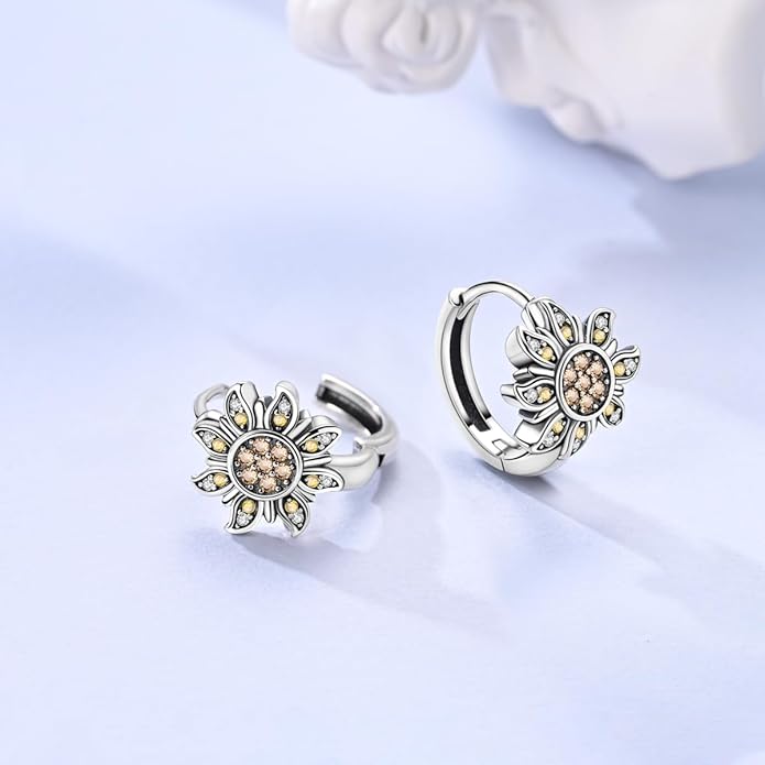 LAZA 925 Sterling Silver Hoop Earrings for Women, Hypoallergenic Huggie Butterfly Dangle Drop Earrings Colorful Flower Earrings Jewelry Gifts