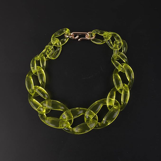 Wiwpar Acrylic Choker Necklace Statement Chunky Fashion Acrylic Necklace Colorful for Women (Yellow)