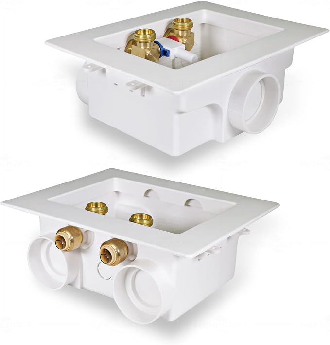 Highcraft Washing Machine Outlet Box Dual Drain, 1/2" Push Fit Connection Valve - Image 4