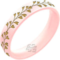 Knot Theory Gold Heart Vine Silicone Ring for Women - Baby Blue, Cosmic Purple, Dark Silver, Lavender, Pink, RoseGold, White Breathable Comfort Fit 6mm Bandwidth