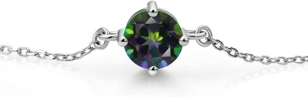 Gem Stone King Gemstone Birthstone Solitaire Bracelet For Women | 925 Sterling Silver | Round 6MM | Gift for Her Women Wife Mom Lady Daughter | Adjustable Bolo Bracelet | Easy-On Easy-Off