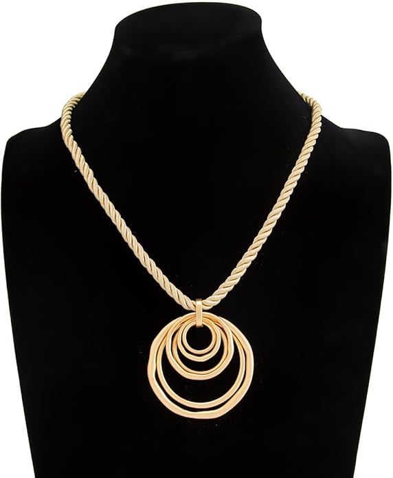 PLOUTOS Statement Modern Geometric Hollow Square Pendant Rope Chain Necklace for Women Bold Fashion Layering Collarbone Jewelry Party Wear Accessory