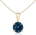 Angara Natural Blue Topaz Solitaire Pendant for Women | Classic Prong-Set Round Blue Topaz Pendant in 14K Solid Gold/Silver/Platinum With 18" Chain | December Birthday, Gemstone Jewelry Gift