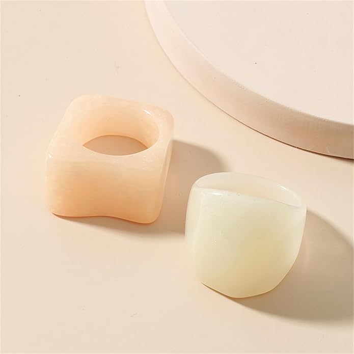 Multicolor Resin Chunky Rings for Women,Acrylic Plastic Rin Knuckle Finger Cute Trendy Aesthetic Y2k Statement Ring Vintage Simple Geometric Rings Jewelry
