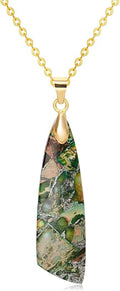 Nature Stone Necklaces for Women Boho Pendant Necklace 18K Gold Chain Necklaces