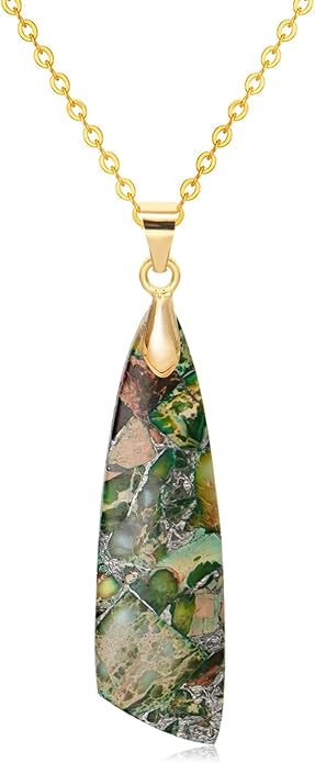 Nature Stone Necklaces for Women Boho Pendant Necklace 18K Gold Chain Necklaces