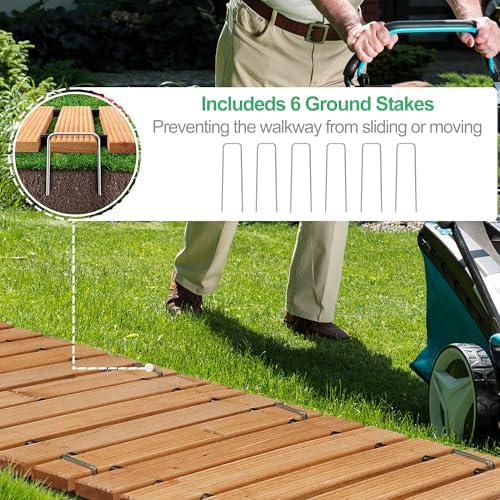 RELIANCER 6' Wooden Garden Pathway, Outdoor Roll Out Cedar Curved Walkway - Image 5