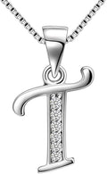 Aurora Tears Letter Necklace Initial 925 Sterling Silver Alphabet Pendant Crystal Name Gift Women Cubic Zirconia Jewelry