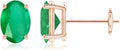 ANGARA Natural Emerald Earrings for Women | Oval Shape Emerald Classic Earrings in 14K Solid Gold/Platinum | May Birthday, Anniversary, Gemstone Jewellery Gift