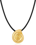 WOWORAMA Gold Necklace for Women Boho Spiral Conch Shell Necklace Starfish Necklace Vintage Ocean Sea Shell Choker Pendant Necklace Adjustable Summer Beach Jewelry