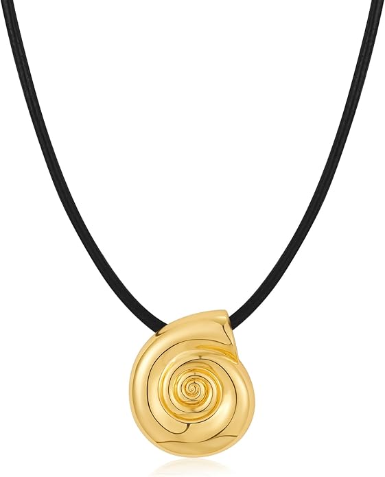 WOWORAMA Gold Necklace for Women Boho Spiral Conch Shell Necklace Starfish Necklace Vintage Ocean Sea Shell Choker Pendant Necklace Adjustable Summer Beach Jewelry