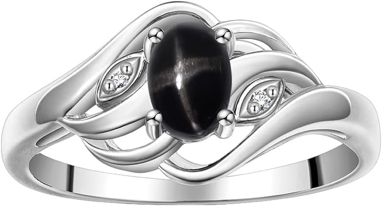 Rylos Ring featuring Classic Style, 6X4MM Birthstone Gemstone, & Diamonds - Elegant Jewelry for Women in Sterling Silver, Sizes 5-10