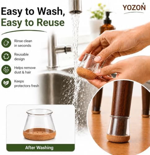 YOZON Chair Leg Floor Protectors Silicone Caps Felt Furniture Pads Covers - Image 6