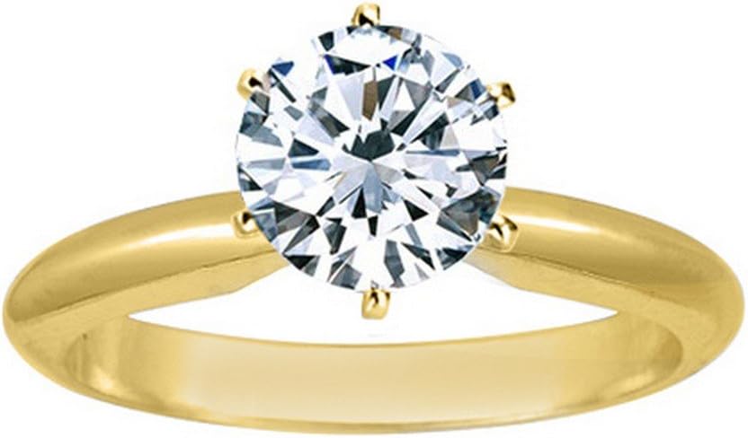 Houston Diamond District 6 to 10 Carat IGI CERTIFIED Lab Grown Diamond 6 Prong Solitaire Round Cut Engagement Ring (E-F Color VS2-SI1 Clarity)