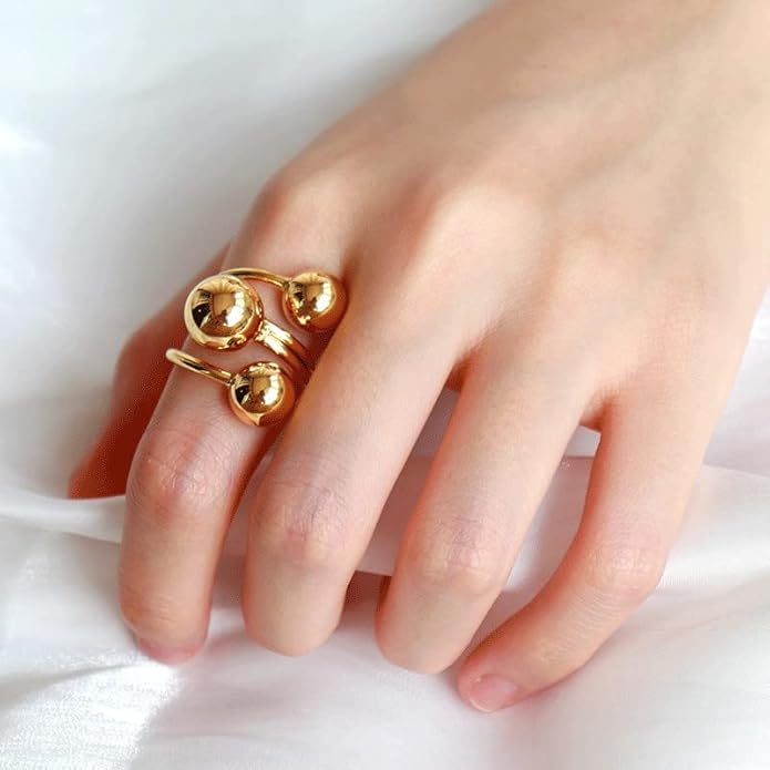 Sora Tuki Rings for Women Chunky Rings Set Adjustable Stackable Ring for Women Bold Thick Statement Ring Trendy Chunky Jewelry