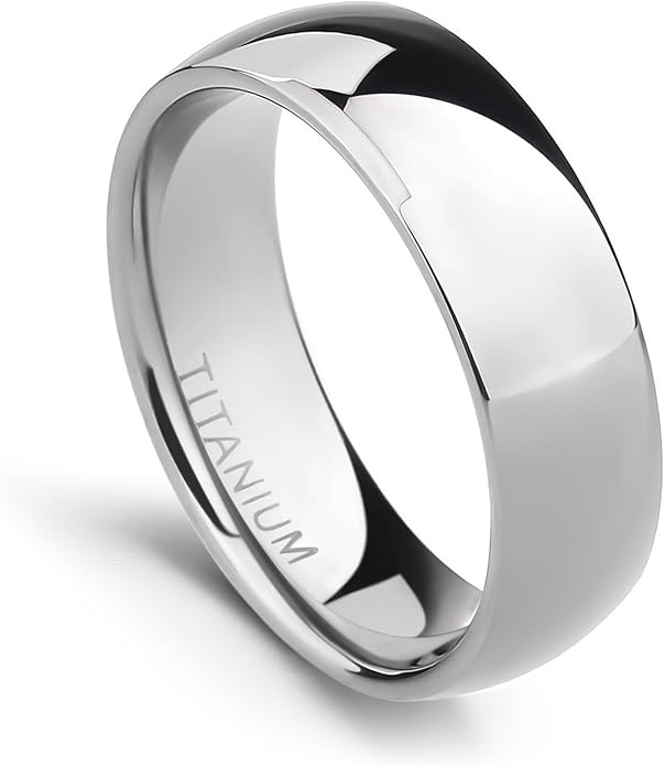 TIGRADE 2mm 4mm 6mm 8mm 10mm Titanium Ring Plain Dome High Polished Wedding Band Comfort Fit Size 3-15