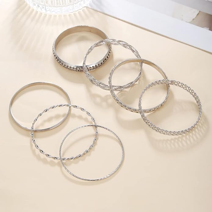16Pcs Gold Bangle Bracelets for Women - Multi Layer Stackable Textured Bracelets Boho Jewelrys Set.