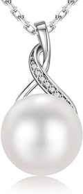 Iefil Valentines Day Gifts for Her - 925 Sterling Silver 10-11mm Freshwater Pearl Necklace, Anniversary Birthday Gifts for Women Wife Girlfriend