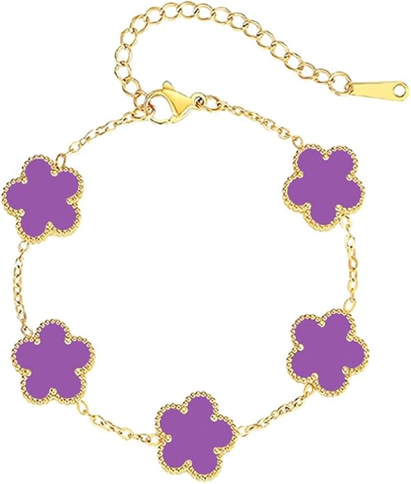 18K Gold-Plated Four Leaf Clover Bracelet for Women,Adjustable lucky Bracelet Set Jewelry Gift-Hypoallergenic Charm for Birthdays, Wellness & Daily Wear
