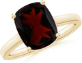Angara Cushion Garnet Solitaire Ring in Sterling Silver/14K Solid Gold/Platinum | Natural Garnet Solitaire Ring for Women | January Birthday, Anniversary, Gemstone Jewelry Gift