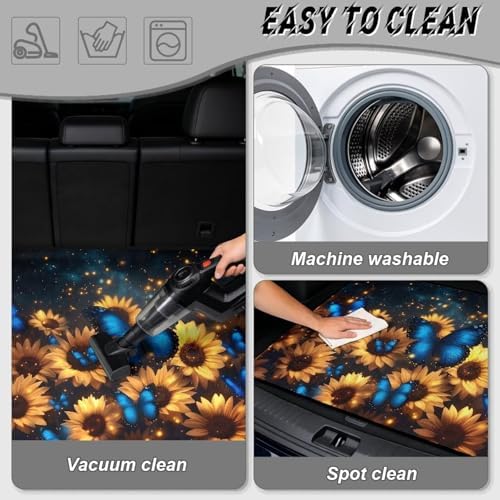 Sunflower Blue Butterfly Heavy Duty Cargo Mat Racing Trunk Mat Universal - Image 5