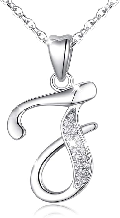 AEONSLOVE 925 Sterling Silver Initial Necklaces for Women, 26 Letters Pendants Necklace Gift for Mother, Daughter, Wife, 18 Inch Chain