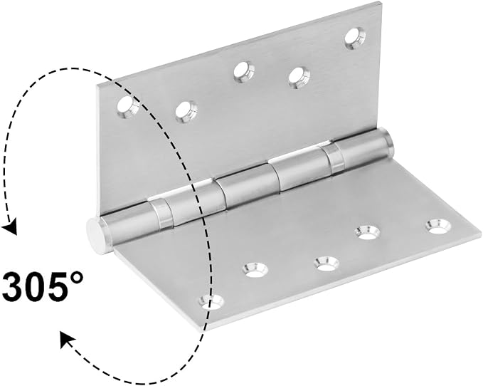4 Pack 5-1/8" x 5" Square Door Hinges, Stainless Steel Butt Hinges | Load 100 - Image 3