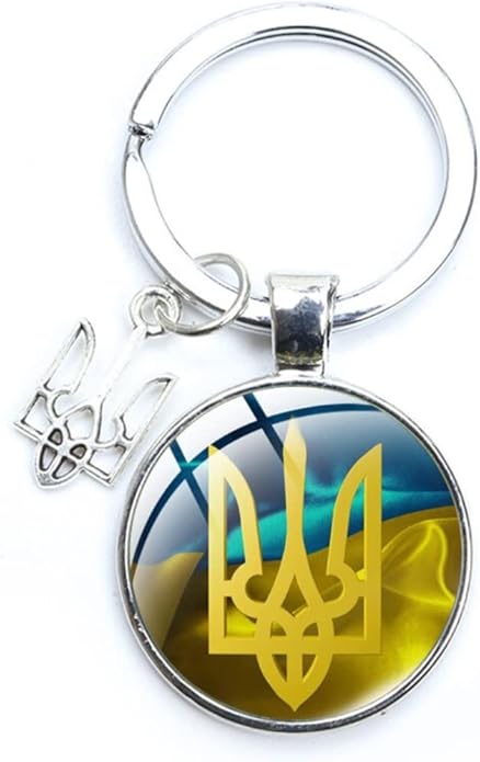 Ukraine Trident - Keychains Handmade Glass Cabochon Alloys - Ukraine Gifts - Ukrainian Jewelry