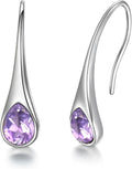 925 Sterling Silver Small Pear-Shaped Modern Style Hook Earrings with Crystals from Austria