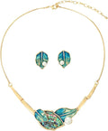 Chunky Statement Jewelry Set Blue Ocean Seashell Choker Necklaces Earrings Set for Women Pearl Bib Collar Necklaces for Party Prom Pageant Summer Fashion Jewelry Unique Birthday Gift
