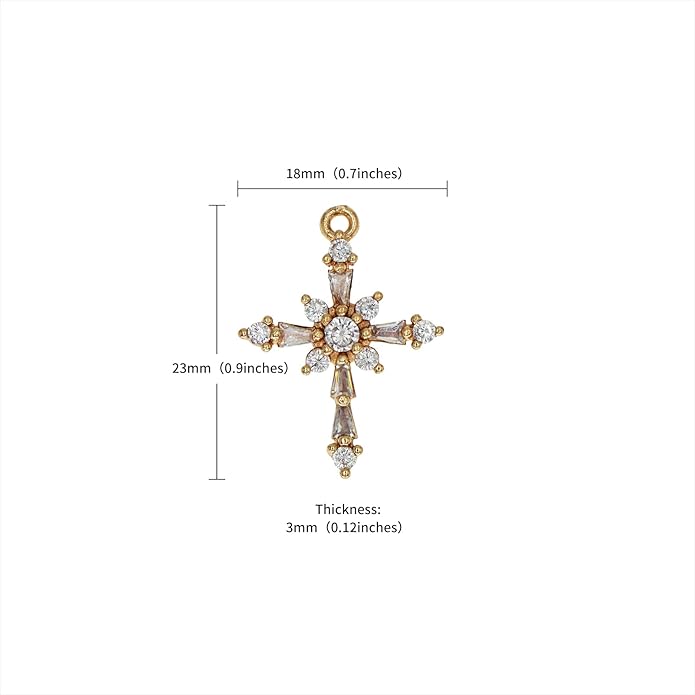 Zirconia Crystal Rhinestone Cross Charms for Jewelry Making Bracelet Necklace Choke Earring Pendant Key Chain Craft Supplies DIY Accessories