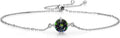 Gem Stone King Gemstone Birthstone Solitaire Bracelet For Women | 925 Sterling Silver | Round 6MM | Gift for Her Women Wife Mom Lady Daughter | Adjustable Bolo Bracelet | Easy-On Easy-Off