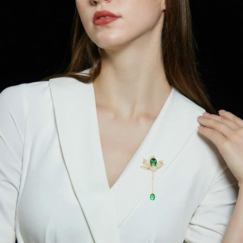 14K Gold Handmade Enamel Water Lily Brooch, Freshwater Pearl Pendant, Elegant Design for Cheongsam, Coats and Chinese Style Outfits