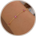 JSJOY Birthstone Bracelets for Women, 14K Gold Bracelets for Women Mom Gifts Birthday Valentines Day Gifts for Gf Dainty Flower Gift for Her Birthstone Bracelet Mothers Day Gift