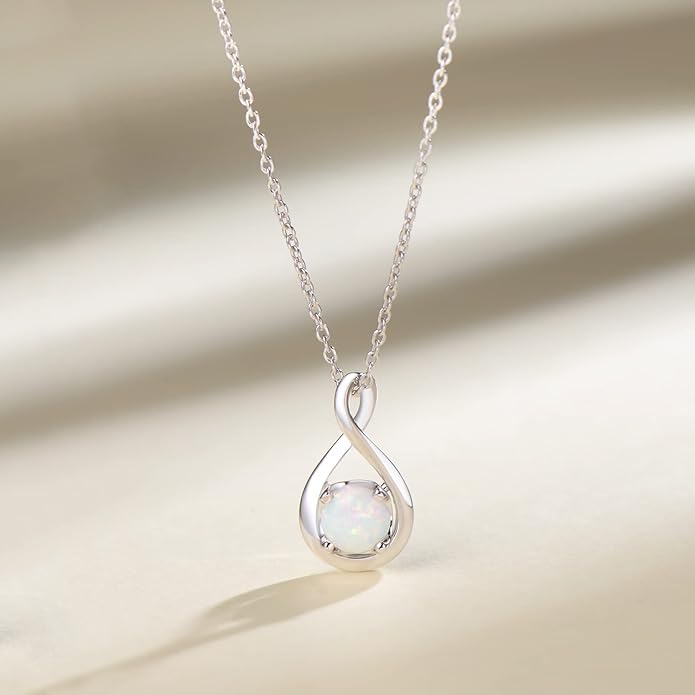 FANCIME Birthstone Necklaces for Women Fine Jewelry Sterling Silver Dainty Infinity Pendant Anniversary Birthday Christmas Gifts for Her Wife Mom Lady Daughter, Chain 16"+2" Extend