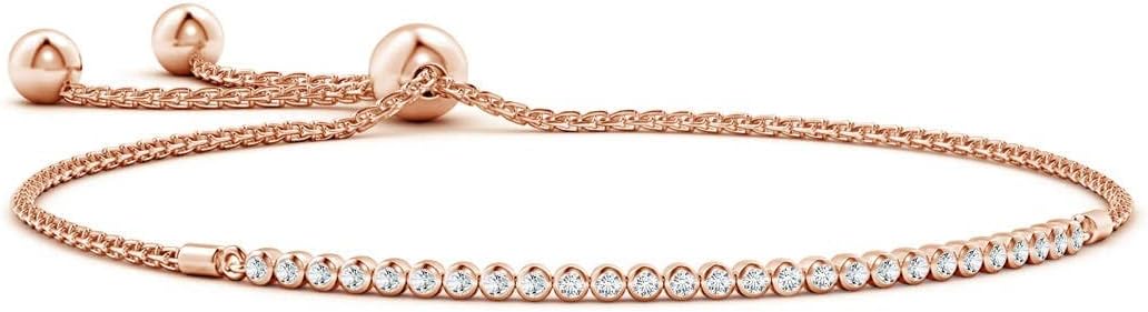 Angara Diamond Tennis Bolo Bracelet in 14K Solid Gold | Natural Diamond Adjustable Chain Bracelet for Women | April Birthstone Jewelry Gift For Women