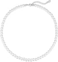 Zeffy Pearl Necklace 4MM/6MM/8MM Dainty Round Imitation Pearl Choker Necklace Wedding Pearl Necklace Delicate Jewelry for Women Simple Bridesmaid Jewelry Gifts
