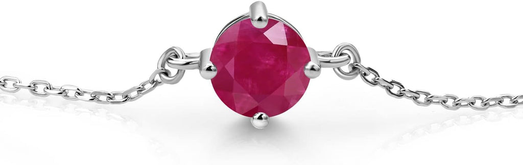 Gem Stone King Gemstone Birthstone Solitaire Bracelet For Women | 925 Sterling Silver | Round 6MM | Gift for Her Women Wife Mom Lady Daughter | Adjustable Bolo Bracelet | Easy-On Easy-Off