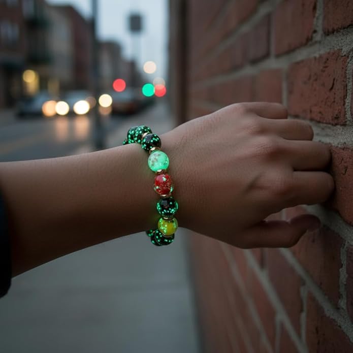 Handmade Glow-in-the-Dark Beaded Bracelet, Luminous Wrist Accessory, Fashion Bracelet for Women, Ideal Gift for Night Events, Parties & Birthdays