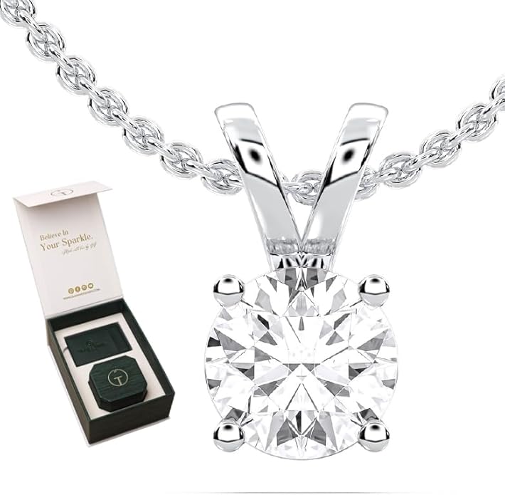 14K Yellow/White Gold Pendant Necklace With 0.50-1.00 TCW Lab Grown Diamond in Pear/Round Shape (E-F Color, VVS-VS), Adjustable Length from 15"-16.5", IGI Certified, Necklaces For Women, Gift For Her