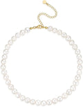 Natural Freshwater Baroque Pearl Necklace 14K Gold Plated Dainty Choker Necklace for Women Girls Snake Chain/Cuban Link/Paperclip/Ball Beaded Chain/Tennis Chain Fashion Jewelry for Gift