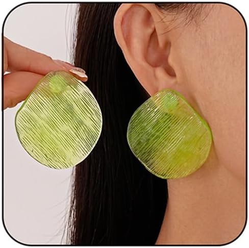 Color Resin Acrylic Earrings,Vintage Candy Color Big Round Studs Earring Chunky Exaggerated Geometric Drop Earring Statement Beach Vacation Jewelry